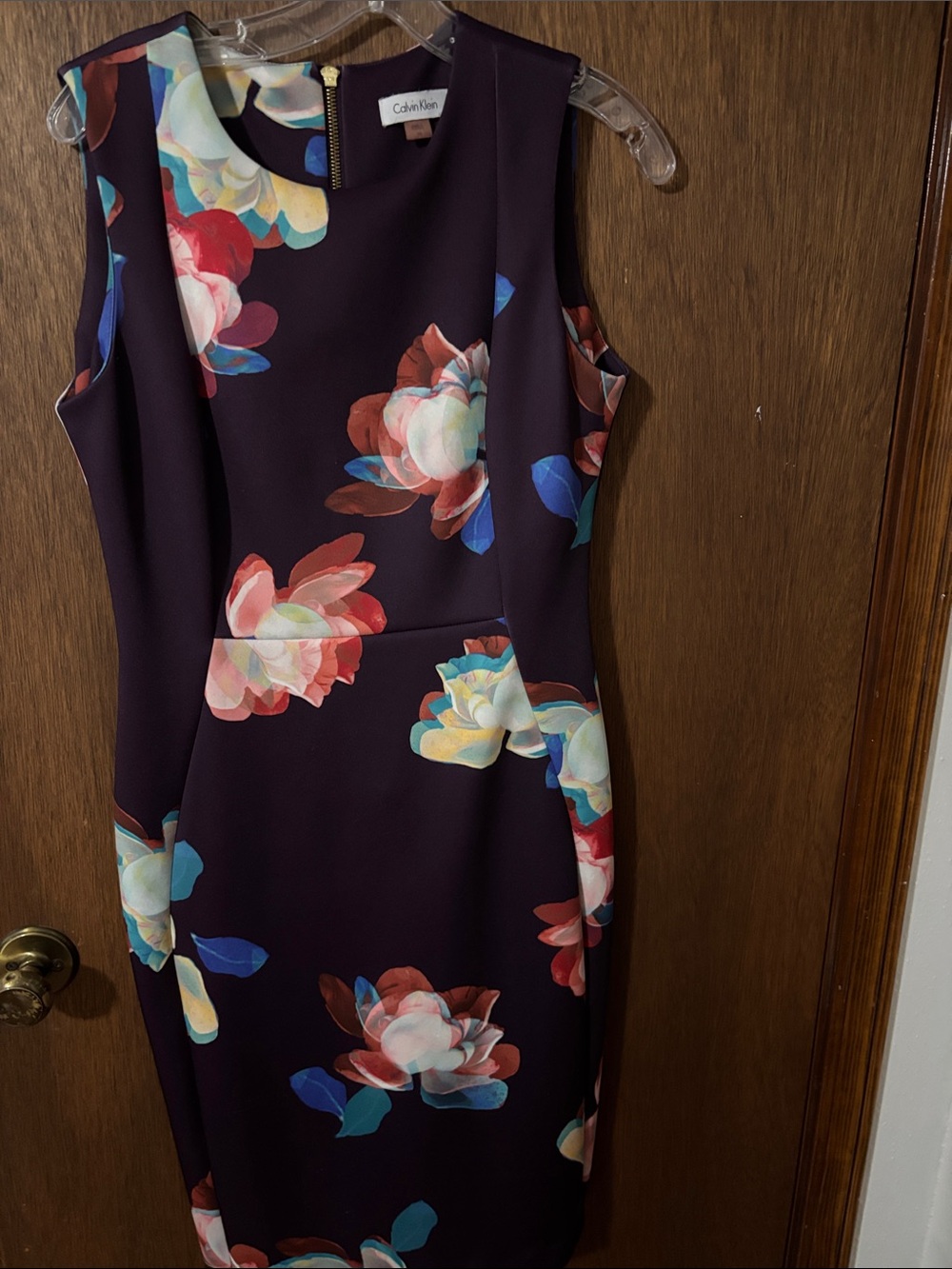 Calvin Klein Dark Purple Floral Sheath Dress